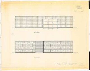 Mädchenberufsschule, Duisburg: Westansicht und Ostansicht 1:100 (Zeichnung des Architekten)