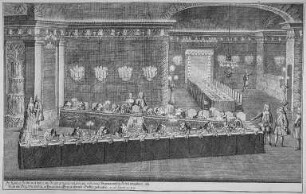 Die königliche Taffel, mit denen von Jucker gemachten Gebirgen, wobey alle Bergmännische Arbeit vorgestellt, wie solche am Bergwerks- oder Saturnus Festes...26. Sept. anno 1719 gestanden : Technikgeschichte | Agrar- und Lebensmitteltechnik | Lebens- und Genußmittelindustrie | Genußmittelindustrie | Zucker und Süßwaren