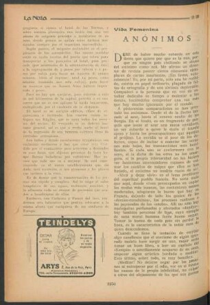 Vida femenina : Anónimos