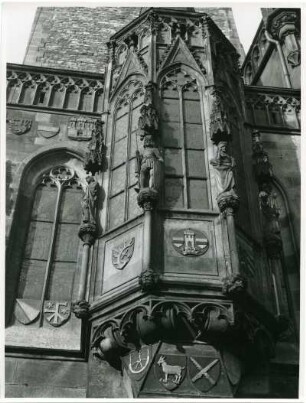 Gotischer Erker am altstädter Rathaus, Prag, Böhmen und Mähren