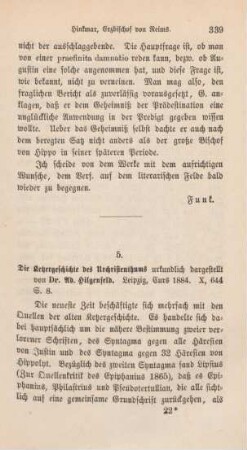 339-343 [Rezension] Hilgenfeld, Adolf, Die Ketzergeschichte des Urchristenthums