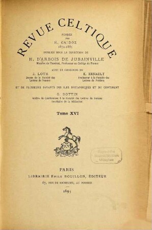 Revue celtique. 16. 1895