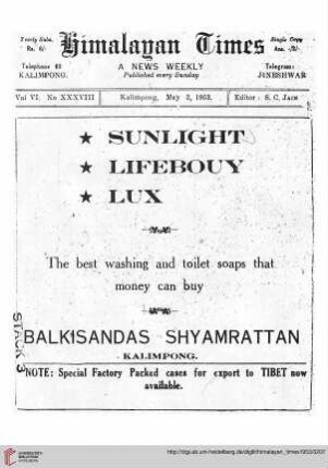 No. XXXVIII (03 May 1953)