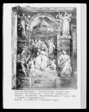 Heilige und Tugendpersonifizierungen — Der heilige Damasus zwischen der Prudentia und der Pace