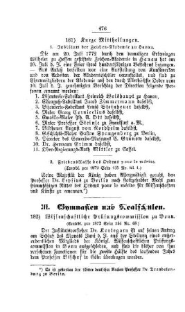 Kurze Mittheilungen : [II. Akademien und Universitäten]