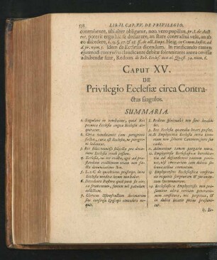 Caput XV. De Privilegio Ecclesiae circa Contractus singulos.
