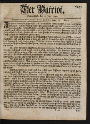 No. 75. Donnerstags, den 7. Jun. 1725