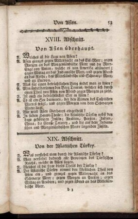 XVIII. Abschnitt. Von Asien überhaupt. - XXXV. Abschnitt. Von wenig bekannten und zum Theil neu-entdeckten Ländern.