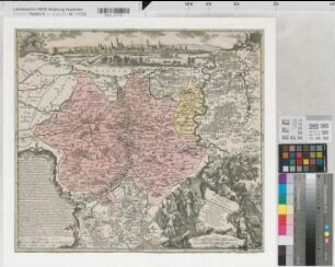 Paderborn (Bistum) Territorialkarte Recens et accurata designatio episcopatus Paderbornensis ... exacte distincti 1.H. 18.Jh. 3 dt. Meilen = 9,6 cm 47,5 x 53 kol. Stich: Tobias Konrad Lotter Matthaeus Seutter, Augsburg B Nr. 360b