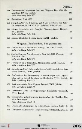 Wappen, Zunftzeichen, Skulpturen etc. (Nr. 165-178)