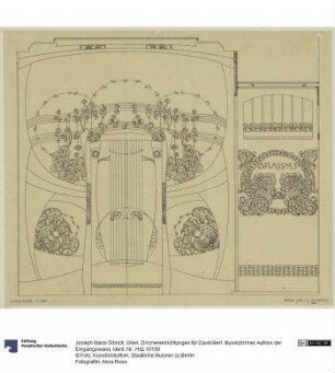 Wien, Zimmereinrichtungen für David Berl. Musikzimmer, Aufriss der Eingangswand