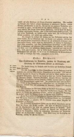 Erster Abschnitt. Von Constituirung der Behörden, welchen die Regulirung ...