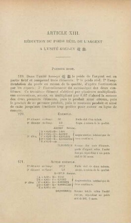 Article XIII. Réduction du poids réel de l'argent à l'unité koei-yn.