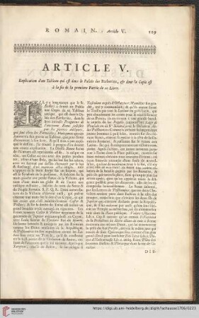 Article V: Explication d'un Tableau qui est dans le Palais des Barberins, [...]