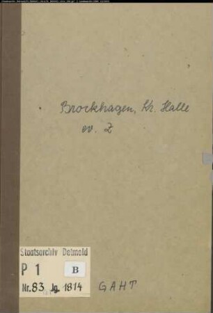 Zivilstandsregister der evangelischen Gemeinde Brockhagen, Kreis Halle (GAHT 1814) (Gemeinde: Evangelische Gemeinde Brockhagen)