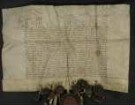 König Wladislaus [V.; Ladislaus Postumus ] von Ungarn etc. erhebt den Dr. decret. Peter Kottrer, Kanzler des Herzogs Albrecht [VI.] von Österreich wegen seiner vielen Verdienste besonders um die Befreiung des Grafen Emericus Marzaly in den Stand der ungarischen Barone und ernennt ihn zum Bischof von Zagraba (Zagreb). Zeugen: Simon von Rozgon, Johannes Waradien, Petrus Chanadien, Nikolaus von Wylak, Mathko von Tallonz, Simon von Palocz, Michael Orzaag und Emeria von Marzaly. secundo die festi pasce domini