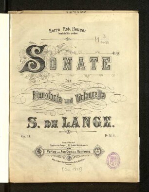 Sonate für Pianoforte und Violoncello : op. 37