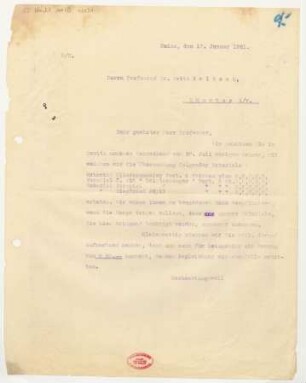 Brief an Fritz Volbach : 17.01.1921
