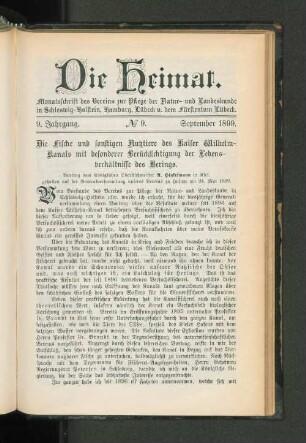 9. Jahrgang. No. 9. September 1899.
