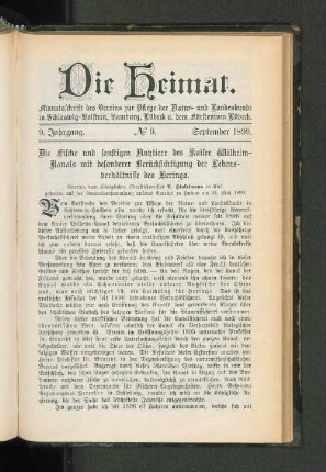 9. Jahrgang. No. 9. September 1899.