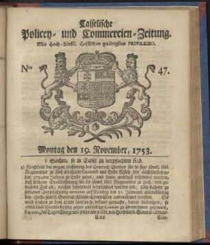 Nro. 47, Montag den 19. November 1753