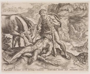 Herakles wirft Diomedes seinen eigenen Stuten zum Fraß vor und Herakles erschlägt Cacus