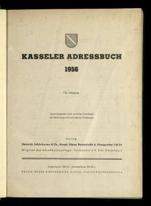 Jg. 116.1956: Kasseler Adressbuch