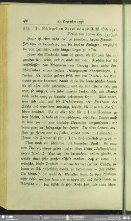 Friedrich von Schlegel an Caroline von Schelling und August Wilhelm von Schlegel, Berlin, 22.12.1798