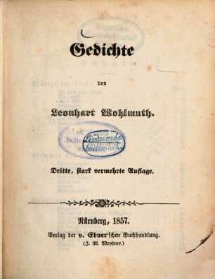 Gedichte von Leonhart Wohlmuth
