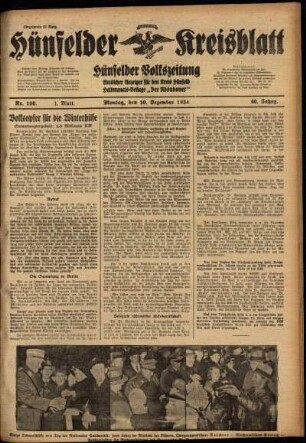 Erste Ausgabe vom Montag, den 10. Dezember 1934.
