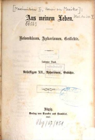 Aus meinem Leben : Reiseskizzen, Aphorismen, Gedichte, VII. Reiseskizzen, Aphorismen, Gedichte