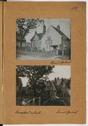 Asmus Gardens, London-Golders Green. Forward Gardens, London-Hampstead: Ansichten (aus: Skizzen- und Fotoalbum 26)