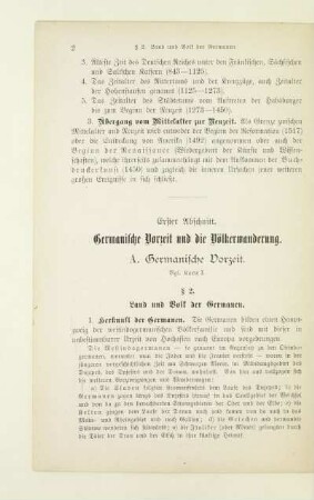 Erster Abschnitt. Germanische Vorzeit und die Völkerwanderung