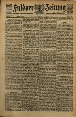 Erste Ausgabe vom Samstag, den 31. Dezember 1910.