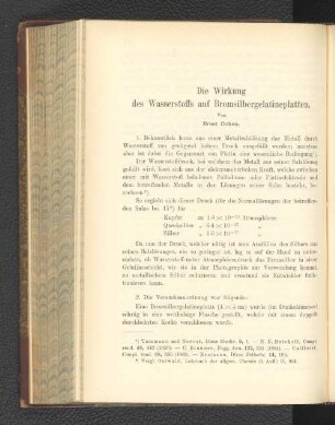 Die Wirkung des Wasserstoffs auf Bromsilbergelatineplatten.