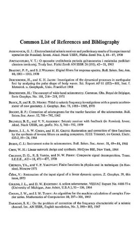 Common list of references and bibliography