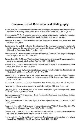 Common list of references and bibliography