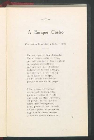 A Enrique Castro : Con motivo de su viaje a París. - 1866