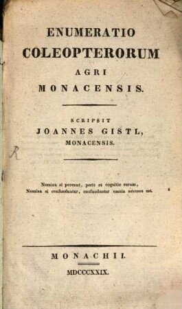 Enumeratio coleopterorum agri Monacensis