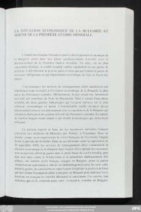 La Situation Économique De La Bulgarie Au Sortir De La Première Guerre Mondiale