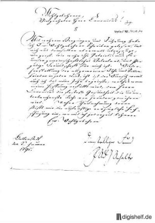 8: Brief von Friedrich Albrecht Fürst von Anhalt-Bernburg an Johann Wilhelm Ludwig Gleim