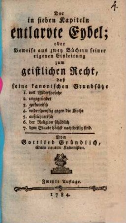 Der in sieben Capiteln entlarvte Eybel