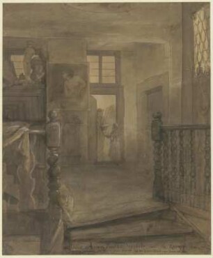 Vor der Wohnung Anton Radls im Hinterhaus des Heerd'schen Hauses in der Friedberger Straße 144