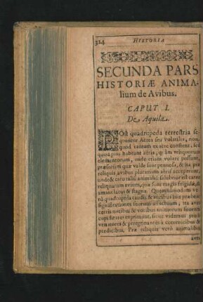 Secunda Pars Historiae Animalium de Avibus.