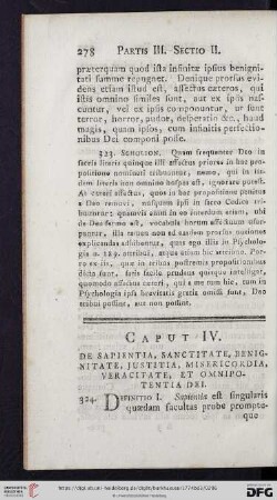 Caput IV: De sapientia, sanctitate, benignitate, justitia, misericordia [...]