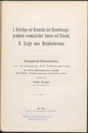 I. Beiträge zur Kenntnis der Einwirkungsprodukte aromatischer Amine auf Chloral. II. Einige neue Morphinderivate
