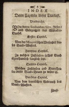 Index Deren Capiteln dieses Tractats