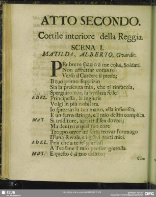 Atto Secondo. Cortile interiore della Reggia
