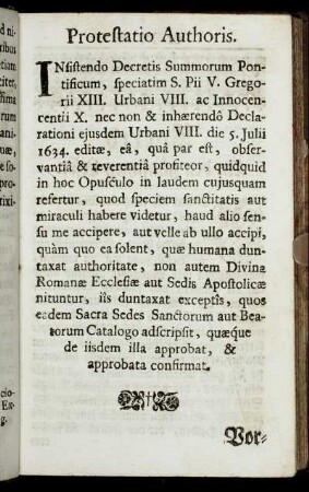 Protestatio Authoris.