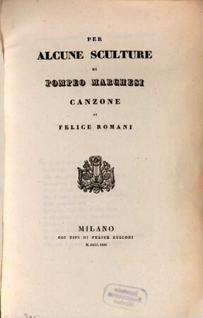 Per alcune sculture di Pompeo Marchesi Canzone